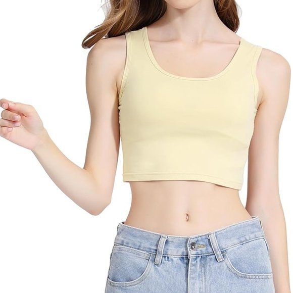 KKP Soft Yellow Crop Top Tank Top NEW!!! - Picture 2 of 11
